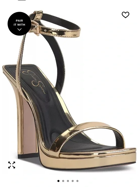 Jessica Simpson ADONIA Metallic Gold Ankle-Strap Platform Heels - Picture 1 of 10